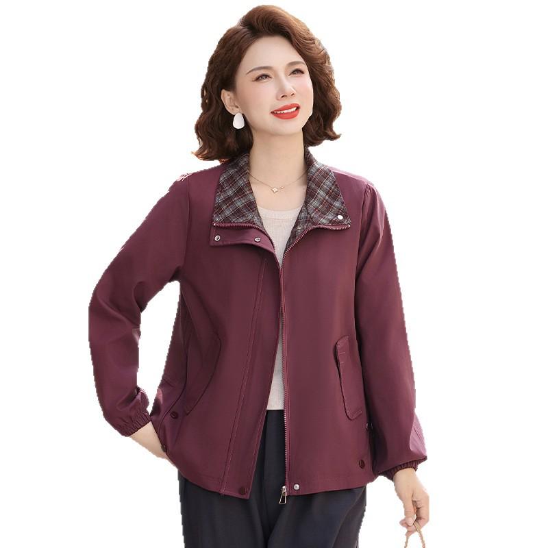 Women's Spring & Autumn 2026 Jacket - Stylish Lapel Loose Fit for Middle-Aged & Elderly