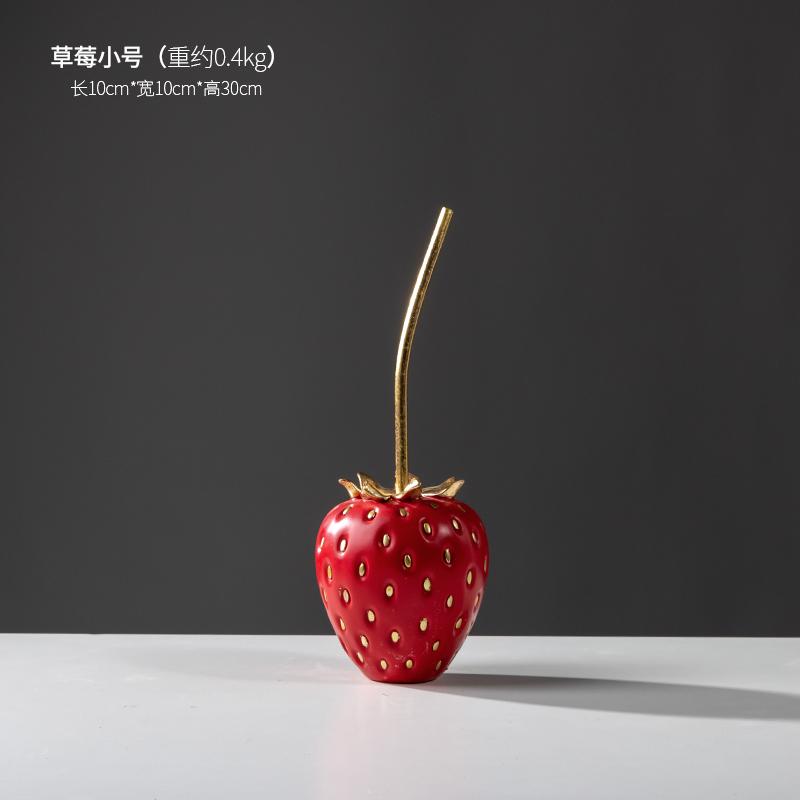 Simulation Strawberry Fruit Display Resin Crafts Gold Strawberry Figurine Decorative Figurines Home Decoration Accessories