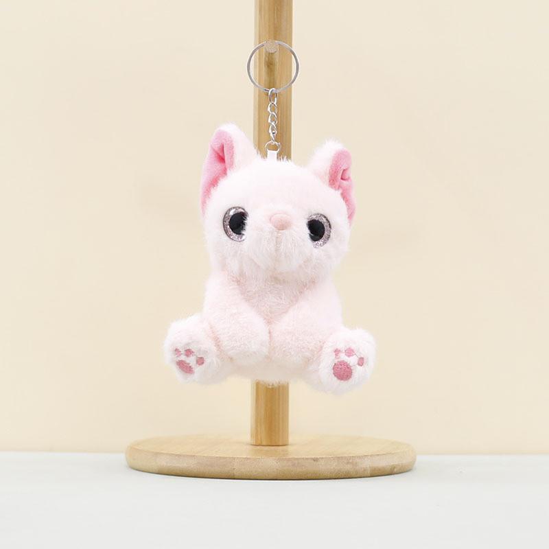 

Soft Furry Cat Keychain Adorable Plush Toy For Key Rings And Bag Charms Pink Cat