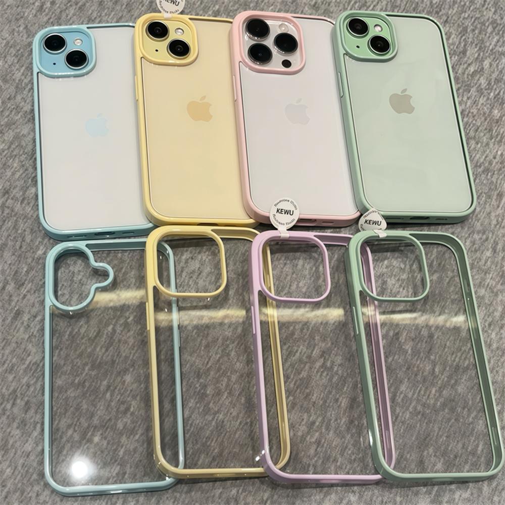 Luxury Clear Candy Color Case  For iPhone 17 Air 16 15 14 13 12 Pro Max Plus Clear Acrylic Bumper Protection Cases Cover
