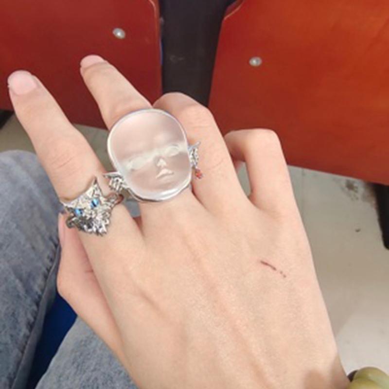 Baby Face Adjustable Ring Open Rings Fashion Adjustable Finger Rings Alloy Material Open Rings Gift for Women Girlfriend