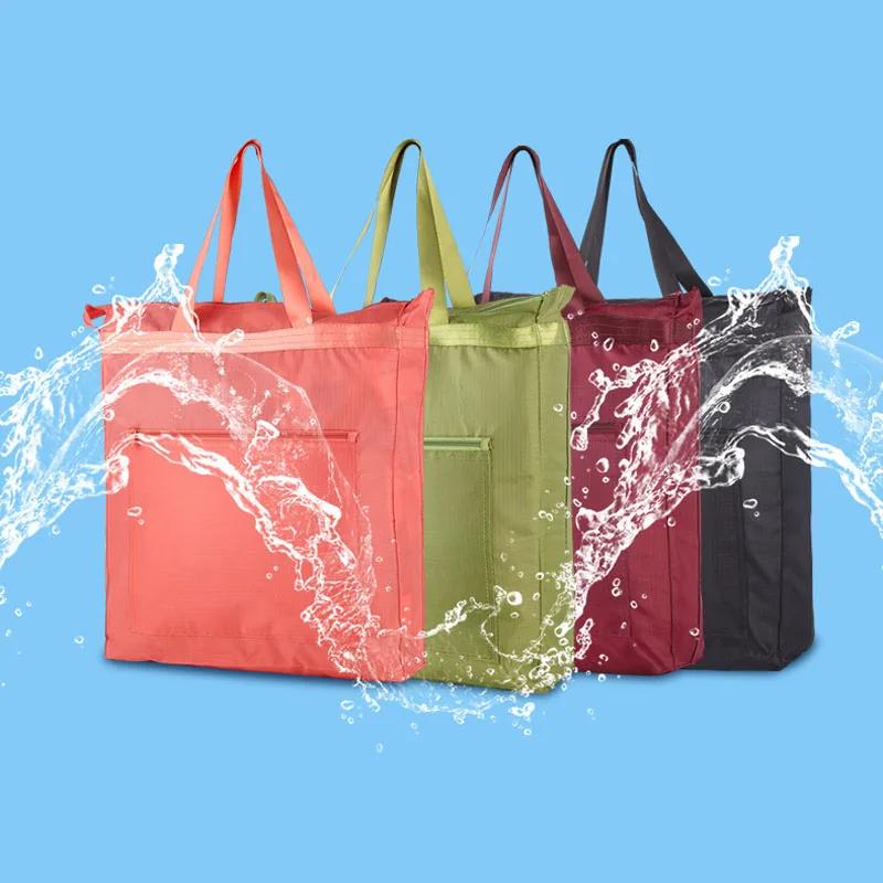 Large Capacity Waterproof Oxford Cloth Reusable Foldable Shopping Bag Tote Bag Shoulder Bag Washable Shopper Storage Bag Handbag