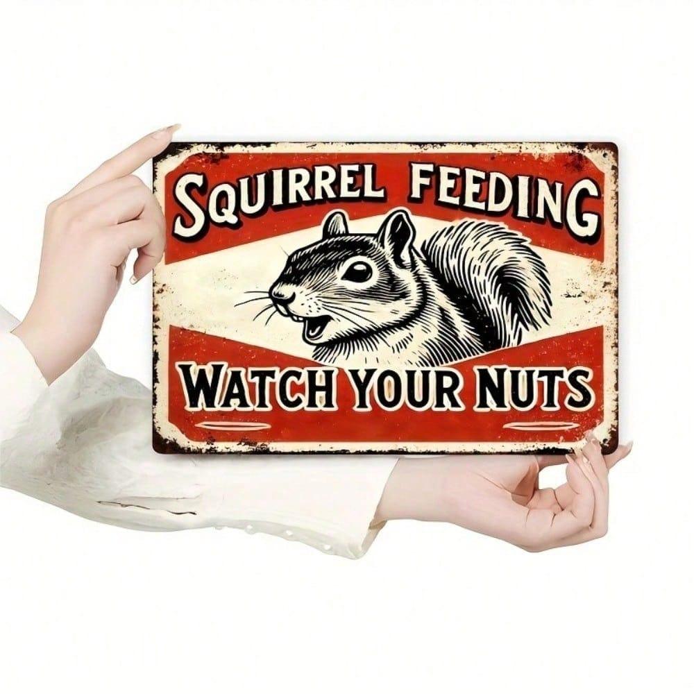 Funny Farm Decor Rustic Iron Metal Sign Watch Your Nuts Vintage Rectangular Plaque for Home Garden