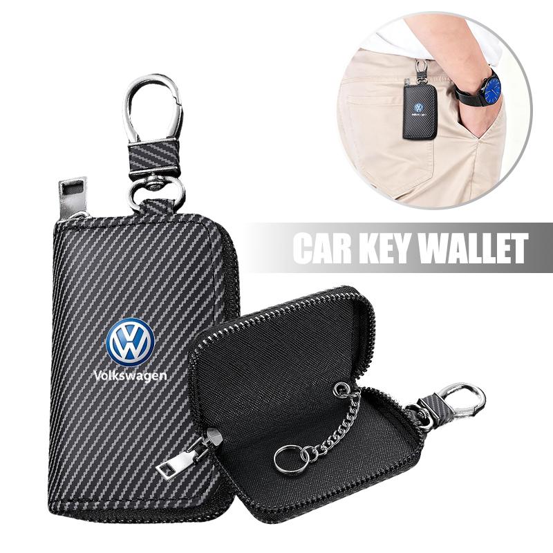 Carbon Fiber Car Key Zipper Bag Gift Badge Keys Case for Volkswagen Vw Passat Jetta Polo Touran Golf RLine GTDNO4