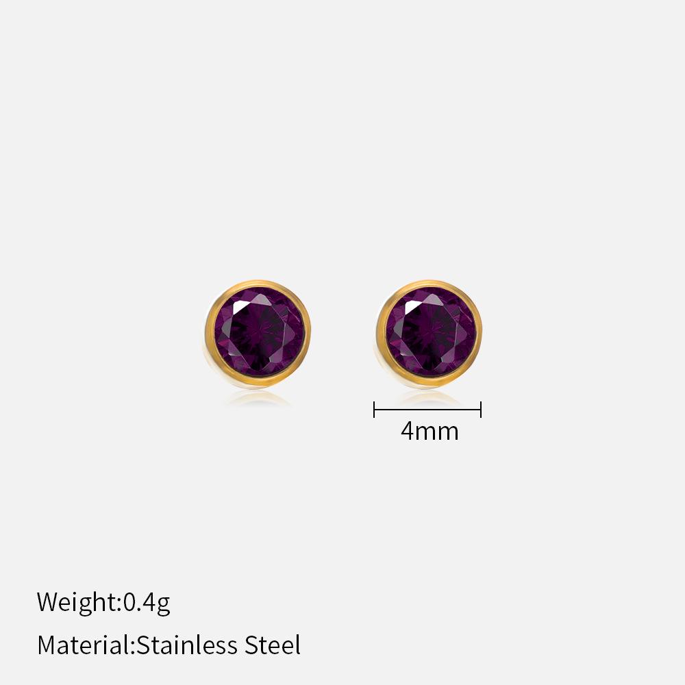 Simple Crystal Stud Earrings Fashion Women December Birthstone Colorful Diamond Earrings for Girls Gift