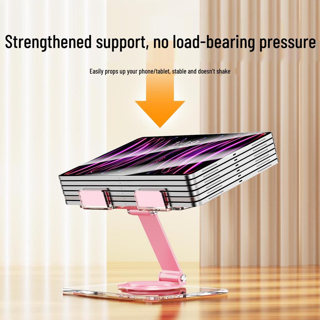 Transparent Acrylic Tablet Stand, 360° Rotation, Ideal for Watching, Drawing, or Writing