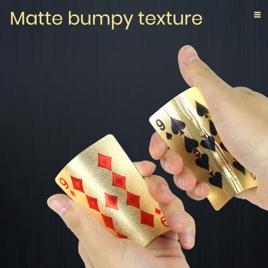 1 Deck Playing Cards Embossed Prints No Creases Portable Waterproof Plastic Cards Leisure Game Color Multiplayer Deck Game Golden