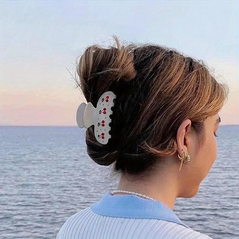 Vintage 8cm Fruit Cherry Crystal Hair Claw for Women Korean Elegant Acetate Claw Clip Popular Hair Catches Hair Accessories