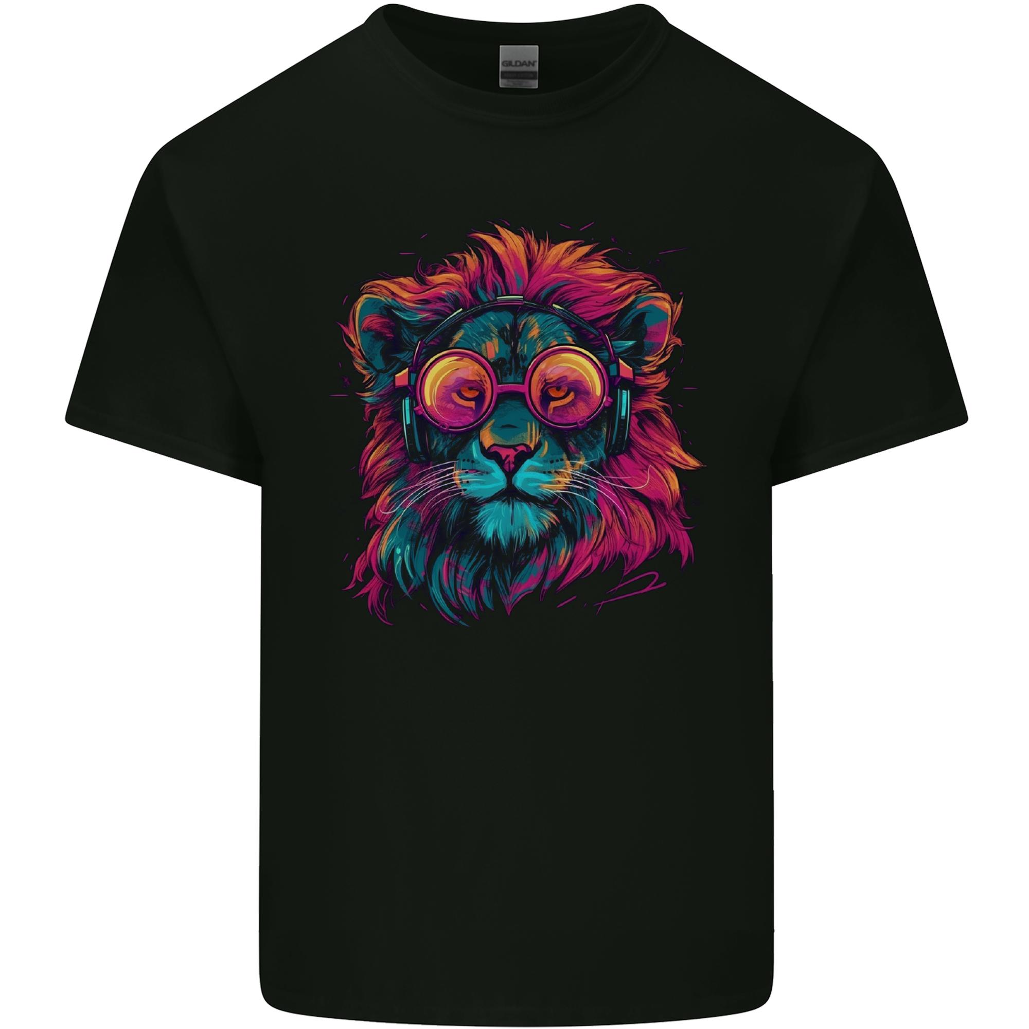 A Retrowave Lion Unisexs Light Cotton TShirt S