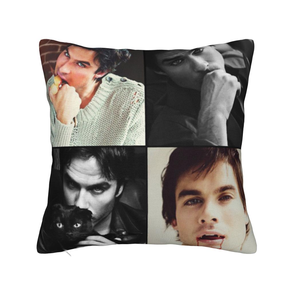 Ian Somerhalder Pillowcase Printed Polyester Cushion Cover Decorations Damon Salvatore Cat Throw Pillow Case Cover