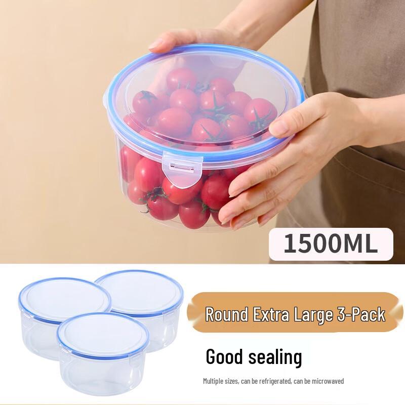 Zhaoran Food Grade Round Refrigerator & Freezer Storage Containers, 3-Pack
