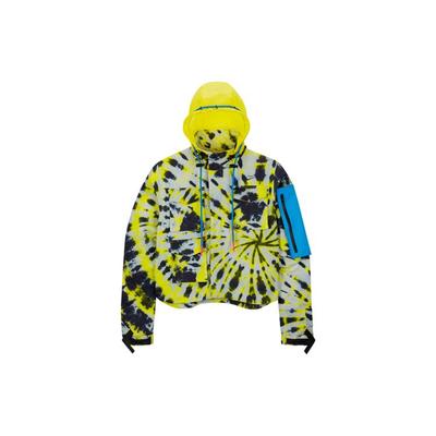 X Off-White Co-Branded Printed Tie-Dye Detachable Hooded Jacket Women Outerwear Fluorescent-Yellow CK4808-702