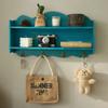 Zakka Style Nordic Wall Shelf with Hooks, Solid Wood Double-Layer Storage Rack for Kitchen Dining Room Wall Decor