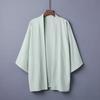 Japanske kimonoskjorter for menn Uformelt åpen søm Lett Yukata mote svart cardigan 3/4-ermet yttertøy til sommerferien