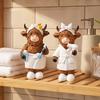 2Pcs Highland Cow Statue Home Ornament Resin Statue Ox Figurine for Home Bookshelf Office Table Decor Figurine As Birthday Gift