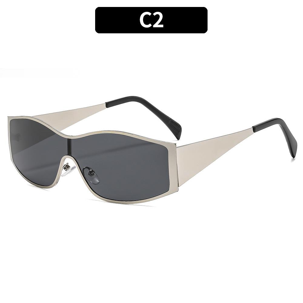 Women's glasses fashion new one-piece metal cycling sunglasses, cross-border European and American ins Xiaohongshu personalized high-end sunglasses