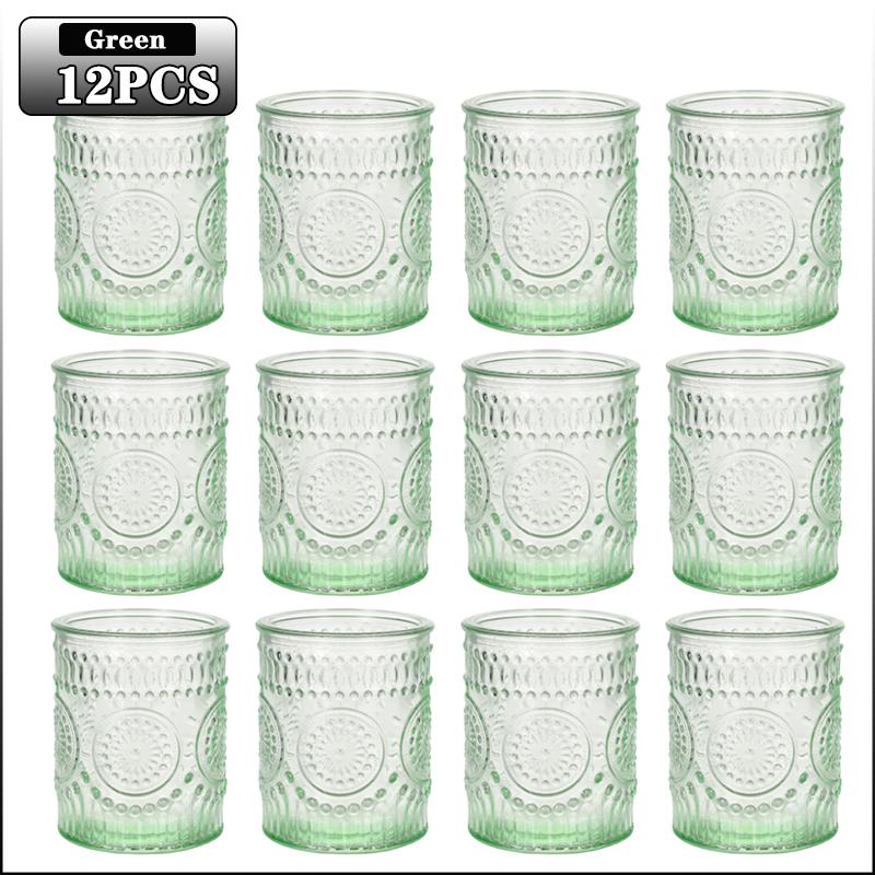 12PCS Votive Glass Candle Holders Candle Jars Empty Containers for Candle Making DIY Crafts Christmas Halloween Gift Supplies