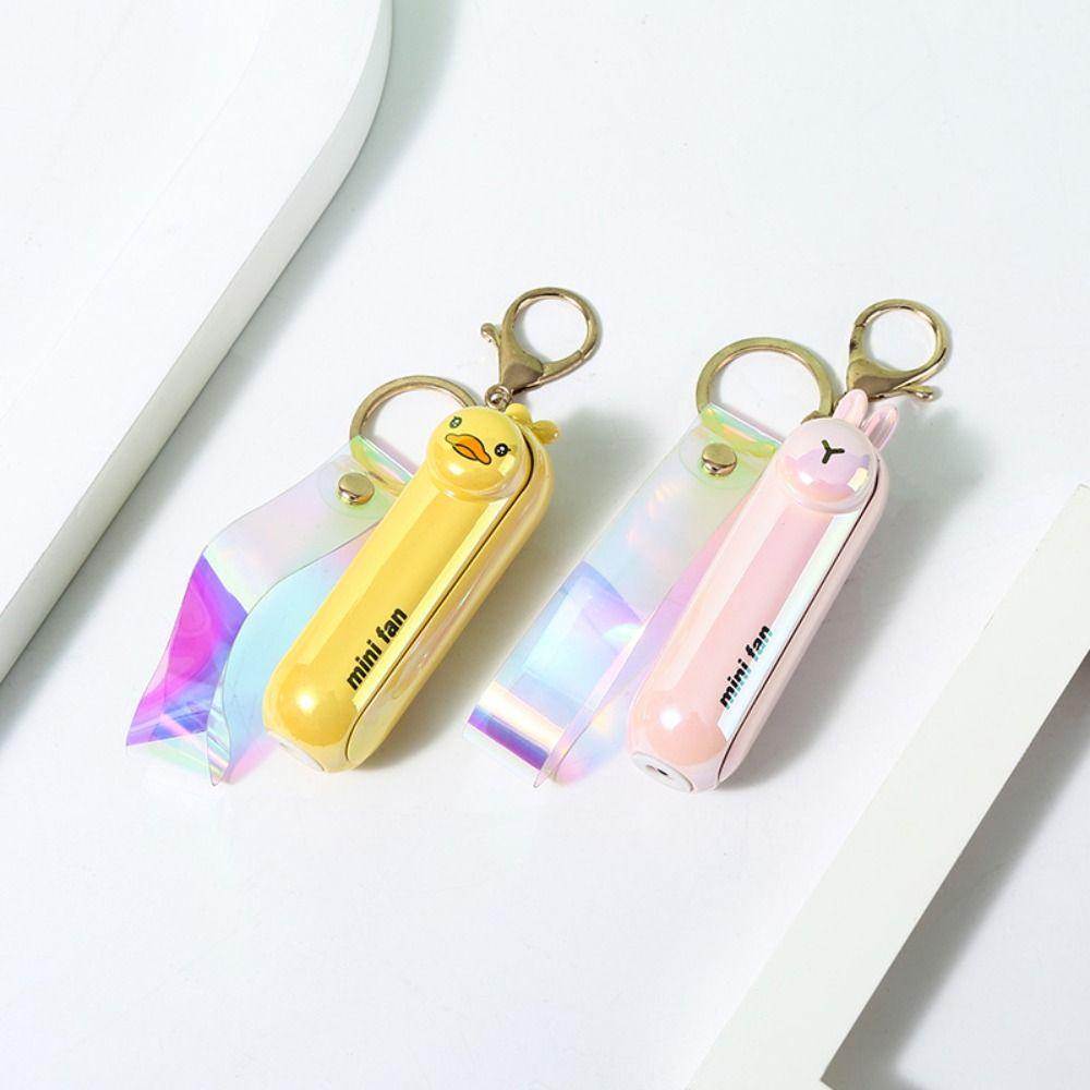 3 Speeds Mini Folding Fan USB Charge Handheld Fan Portable Keychain Fan Outdoor Travel