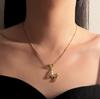 Creative design with colored diamond alloy letter M pendant women's necklace, simple and versatile daily commuter jewelry