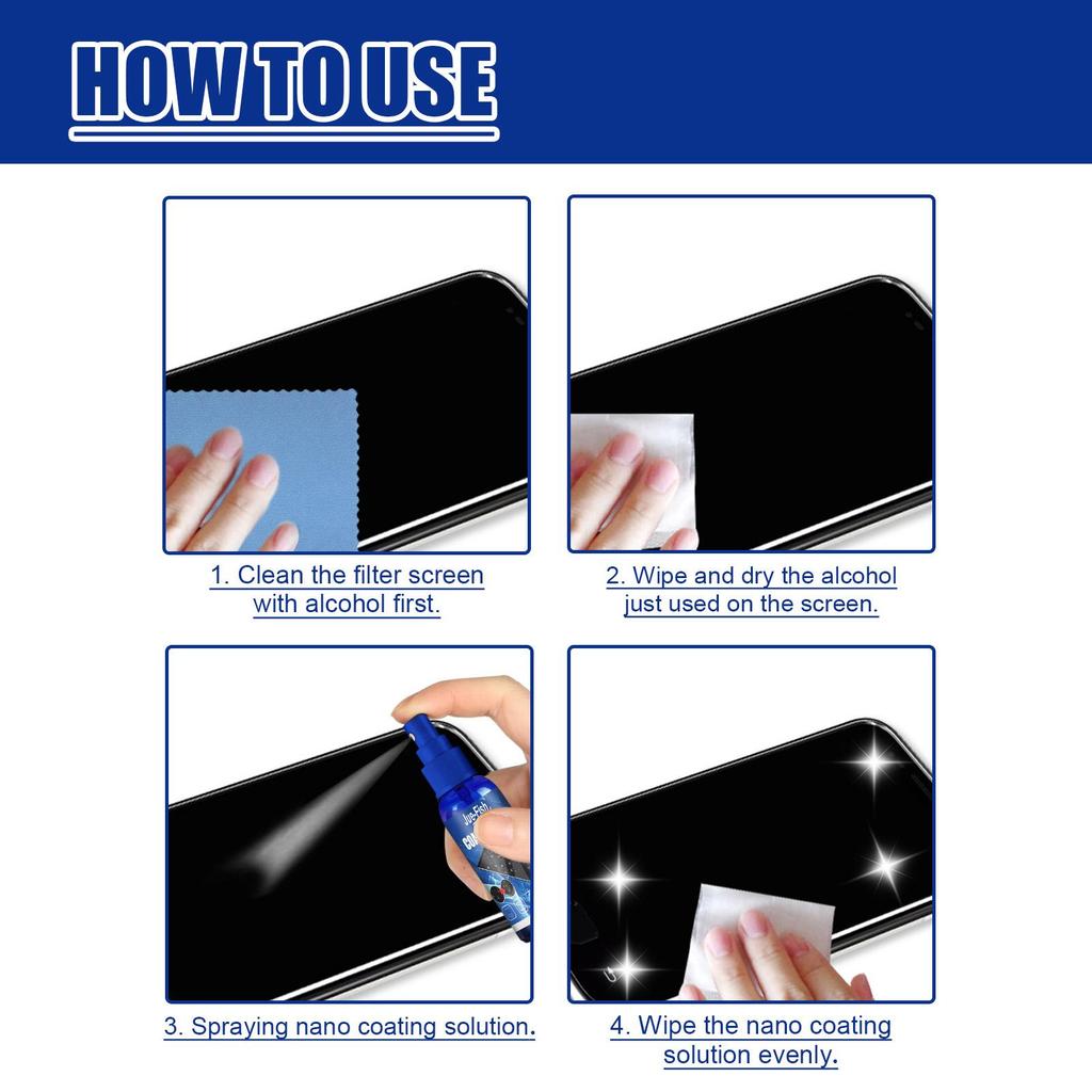 Jue-Fish Screen Coating Agent, Mobile Phone Screen Cleaning Liquid Anti-fingerprint Cleaner Glass Hydrophobic Oleophobic Coating Liquid