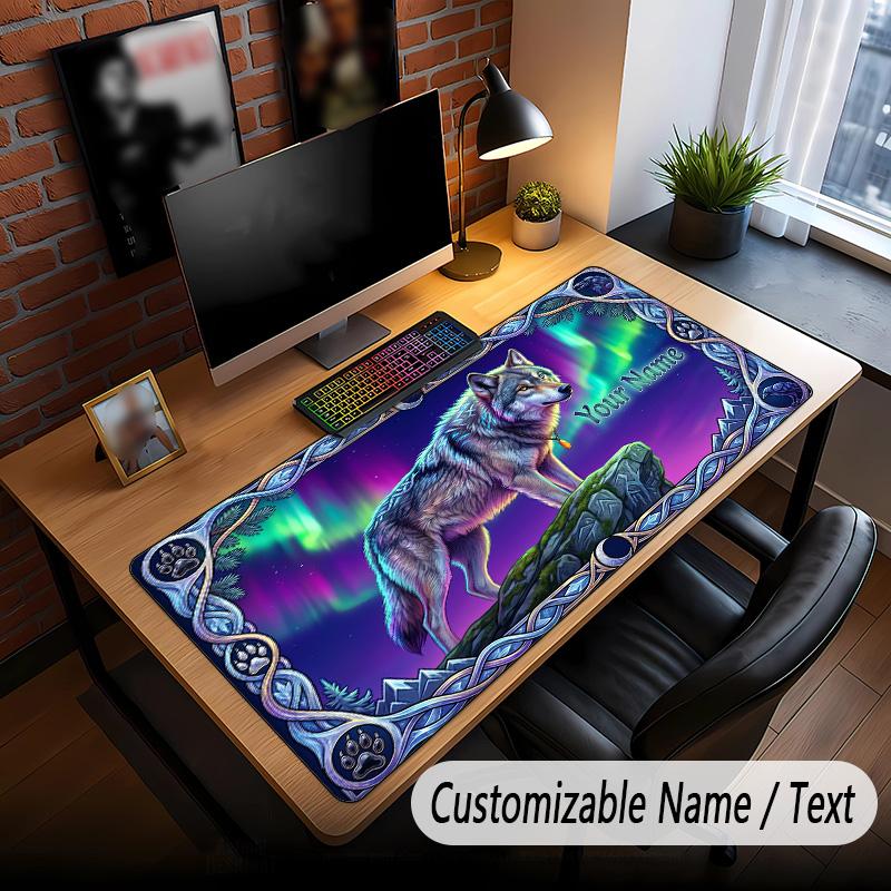 Vlčí téma Vlastní podložka pod myš Personalizovaná jménem Textem Přizpůsobená podložka na stůl Pro kancelář Domácí dekorace