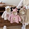 Children's 2025 Winter Hooded Fur Sweater: Cute Girls' Korean Style Thick Pullover with Patch Applique.