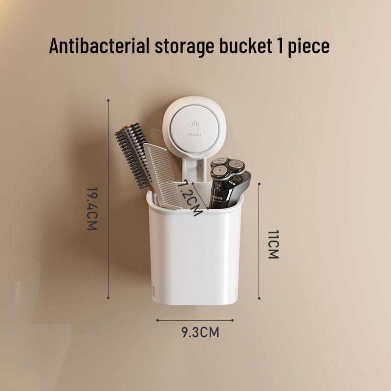 Tai Li Wall-Mounted Toothbrush Holder: Large Capacity, No-Drill Installation, Multi-functional Bathroom Storage Shelf.