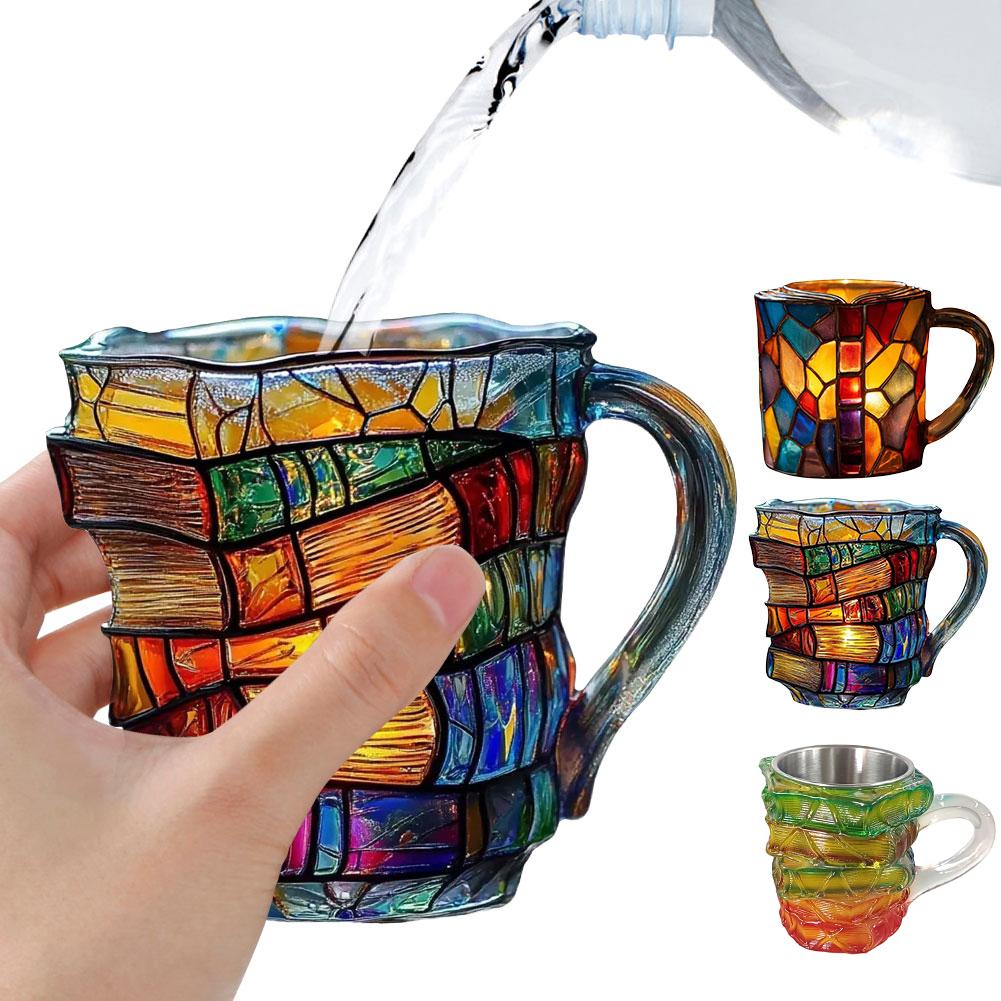 Bemalter Buch Unny Lese-Kaffeebecher mit charmanten Buchmotiven Buchförmige Teetasse Geschenke für Heim-Büro-Dekoration