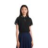Li-Ning Solid Color Moisture Wicking Quick Dry Breathable Polo Shirt Women Tops Black APLU206-2