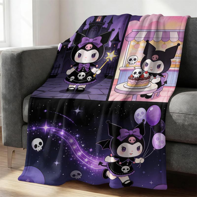 Kuromi Sweet Dark Throw Flannel Fleece Blanket Soft Warm Fluffy Cute Sofa Bed Cover Office Nap Shawl Lightweight Blanket Gift