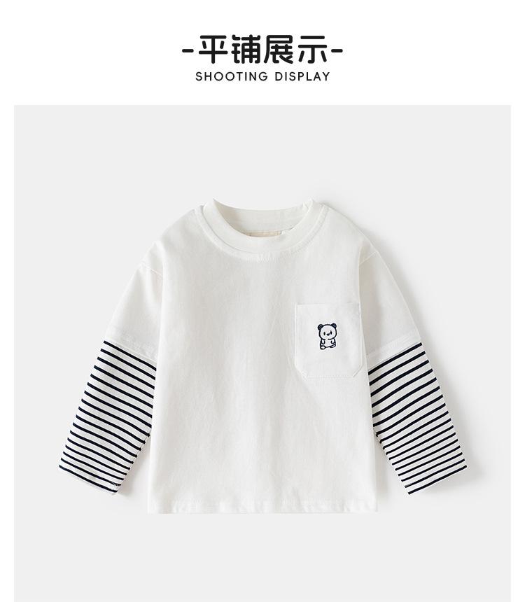 Boys Long Sleeve Cartoon Patchwork Sleeve Kids Casual Bottoming T Shirt