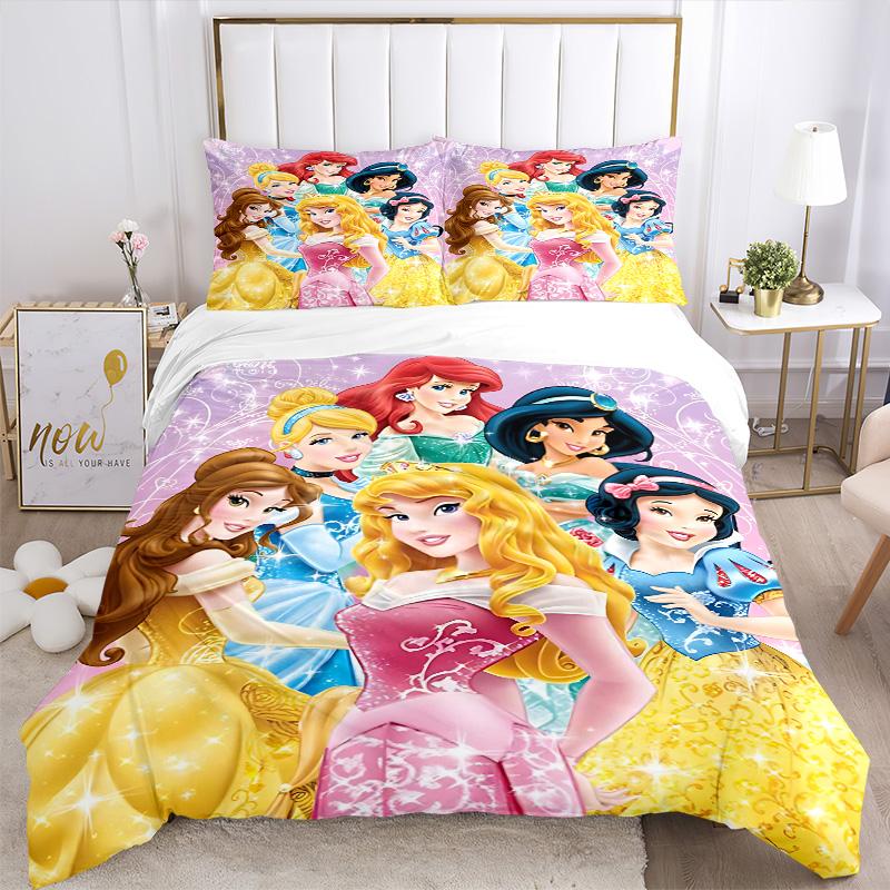 Princesses Gowns Print 3Pcs Bedding Setduvet Cover With 2 Bedropillowcase Home Birthday Gift