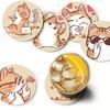 6Pcs Cute Wooden Cat Coaster, Cartoon Heat Insulation Mats for Table, Non Slip Drink Coasters for Coffee Cups