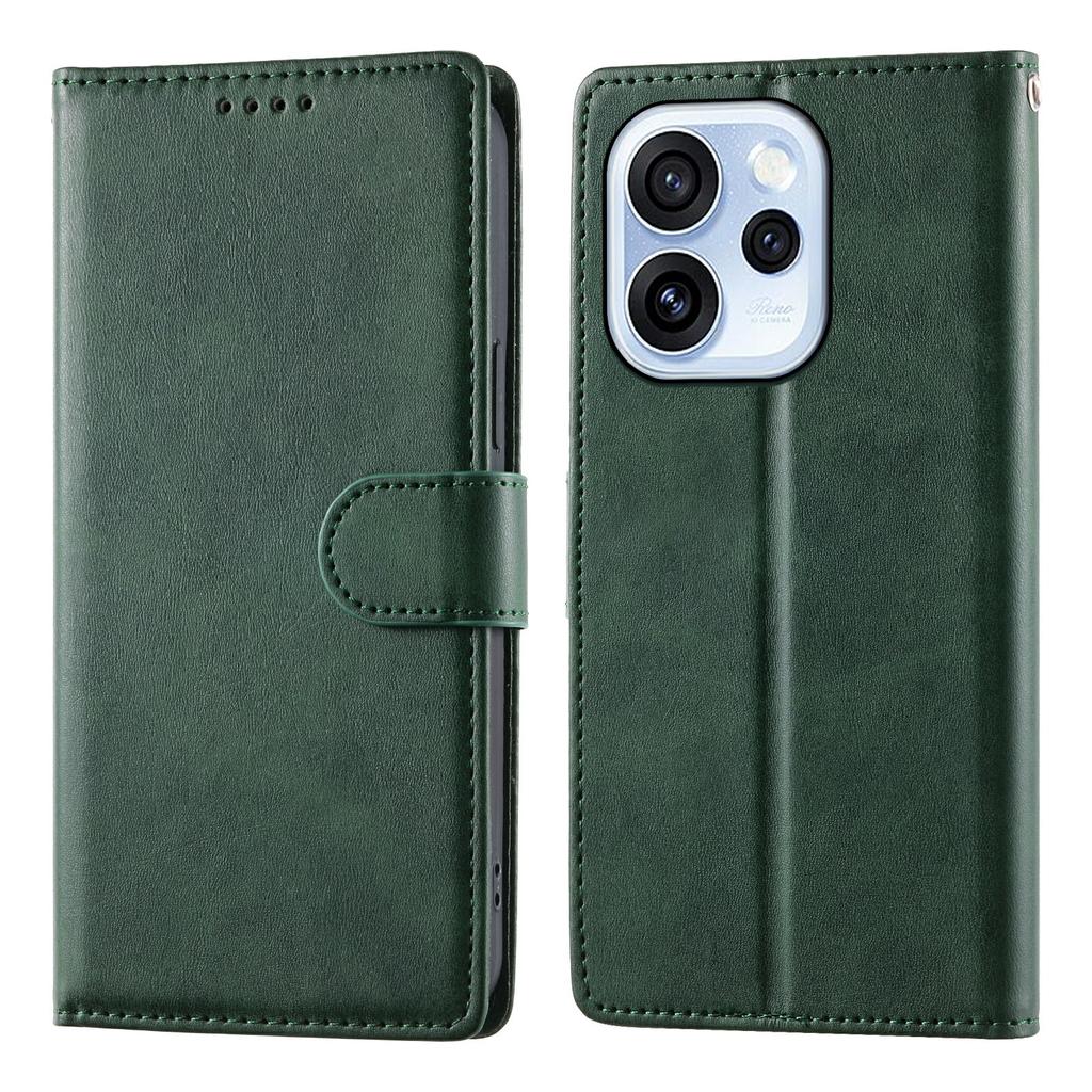 Чохол-гаманець зі підставкою для Oppo Reno15 F 5G, шкіра PU з текстурою телячої шкіри, обкладинка-книжка для телефону з ремінцем на зап'ястя