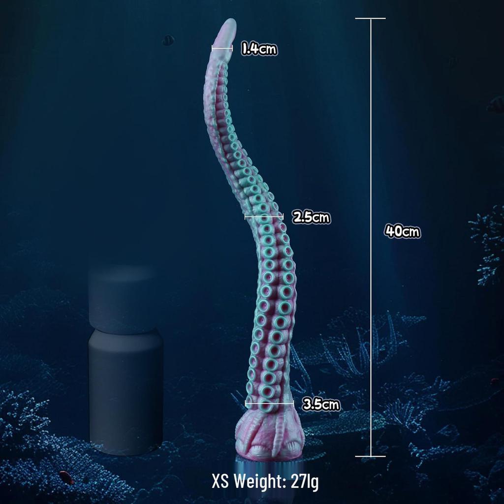 A184 Silicone Octopus Tentacle Toy - Purple & Green Anal Stimulation Dildo for Men & Women, SM Super Long Realistic Design.