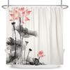 Chinese Style Plum Blossom Shower Curtain with Hooks Waterproof Polyester Bathroom Curtain Ink Painting for Home Decor 180x180cm
