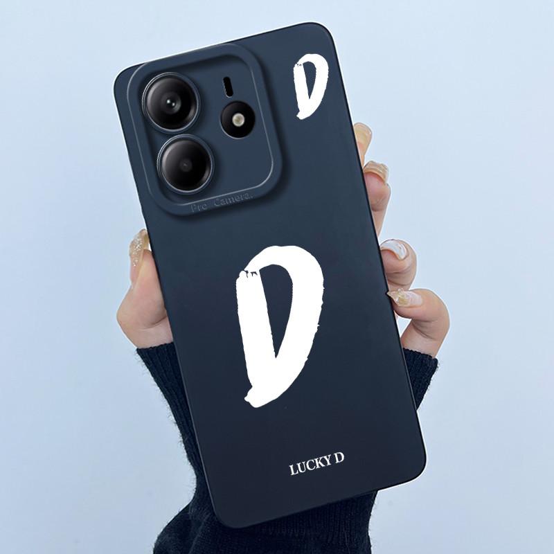 For Xiaomi Redmi Note 14 5G Cover Case Lucky Initial Letter Couple Silicone Soft Matte Phone Bumper for Redmi Note14 5G Casing