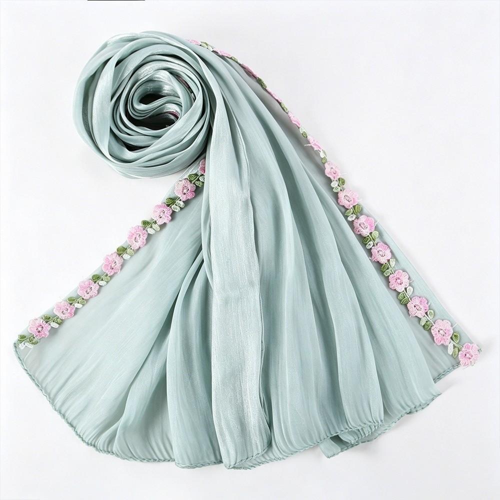 Shiny Floral Hijab Lightweight Modest Wrap Soft Women’s Headscarf Modest Fashion