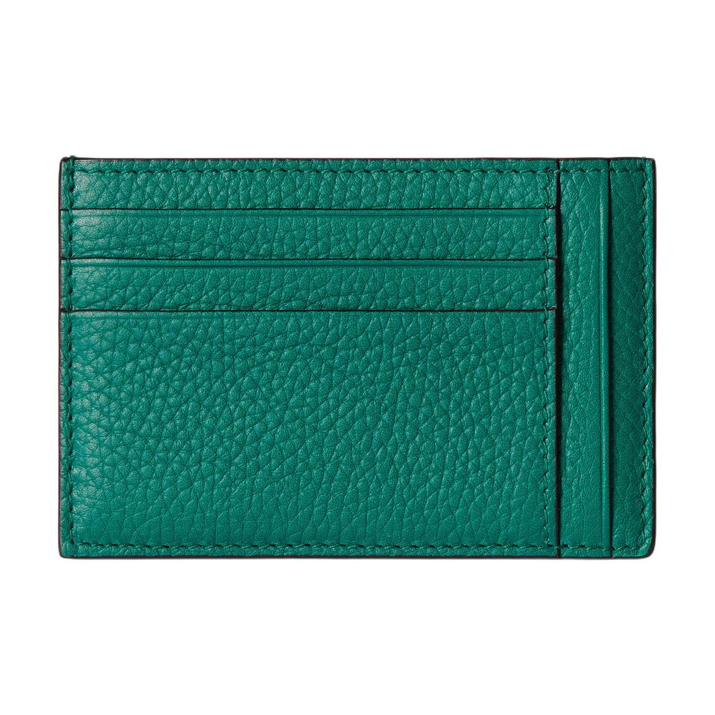 Gucci Double G Logo Grain Leather Card Holder Unisex Accessories Green 812681-AABY0-3120