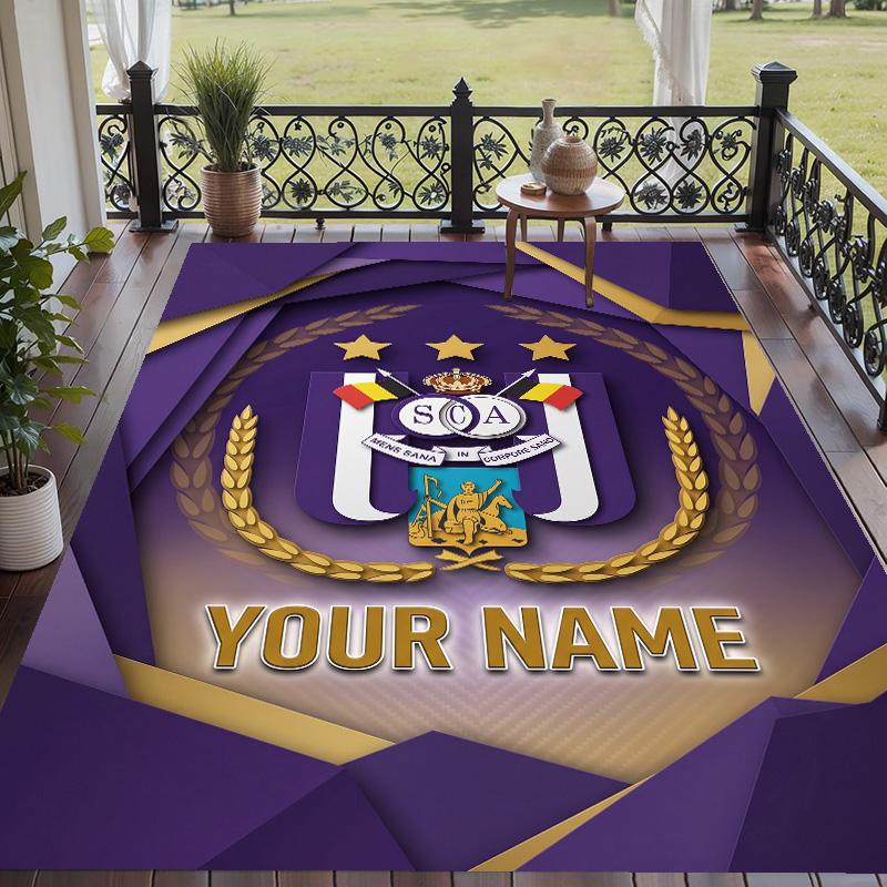 Custom Text Printed Rug Anderlecht FC Non Slip Floor Carpet For Home Room Decor
