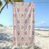 2D Flat - 1pc Pink Floral Pattern Microfiber Beach Towel | Soft, Non-shedding, Easy to Clean, Durable, Ideal for Gym, Travel