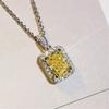Female Crystal White Yellow Zircon Stone Pendant Necklace Vintage Silver Color Wedding  For Women
