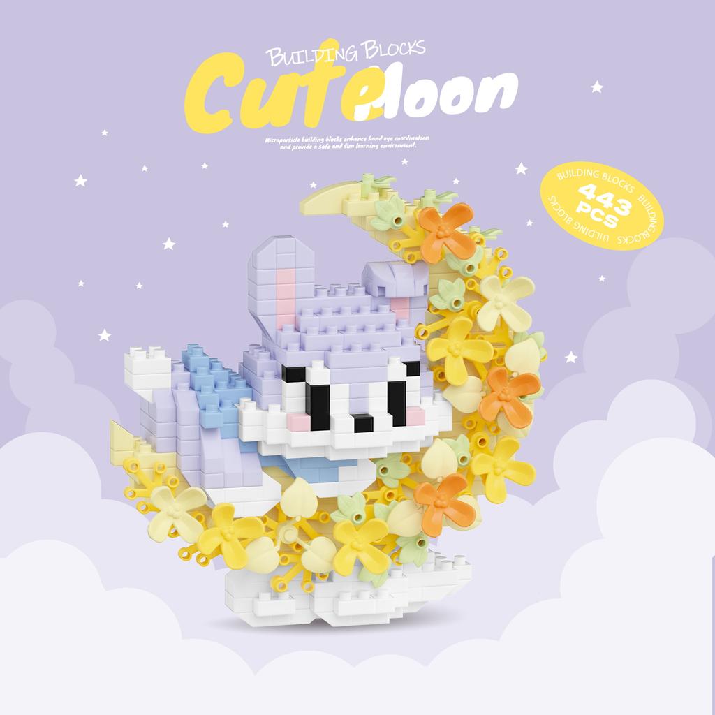 Cute Pets With Flowers Micro Building Blocks Cartoon Figures Animals Cats Panda Sanrio Disney Ornament Christmas Gifts