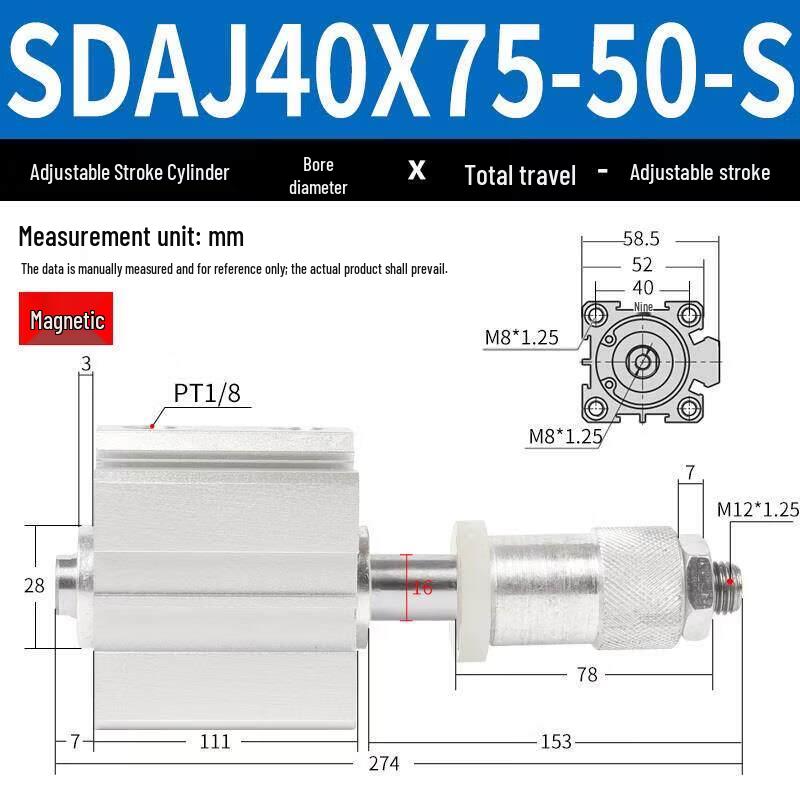 

Aokewen Slim Stroke Adjustable Air Cylinder