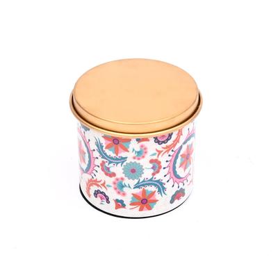 Small Round Enamel Box with Lid -Decorative Storage Container