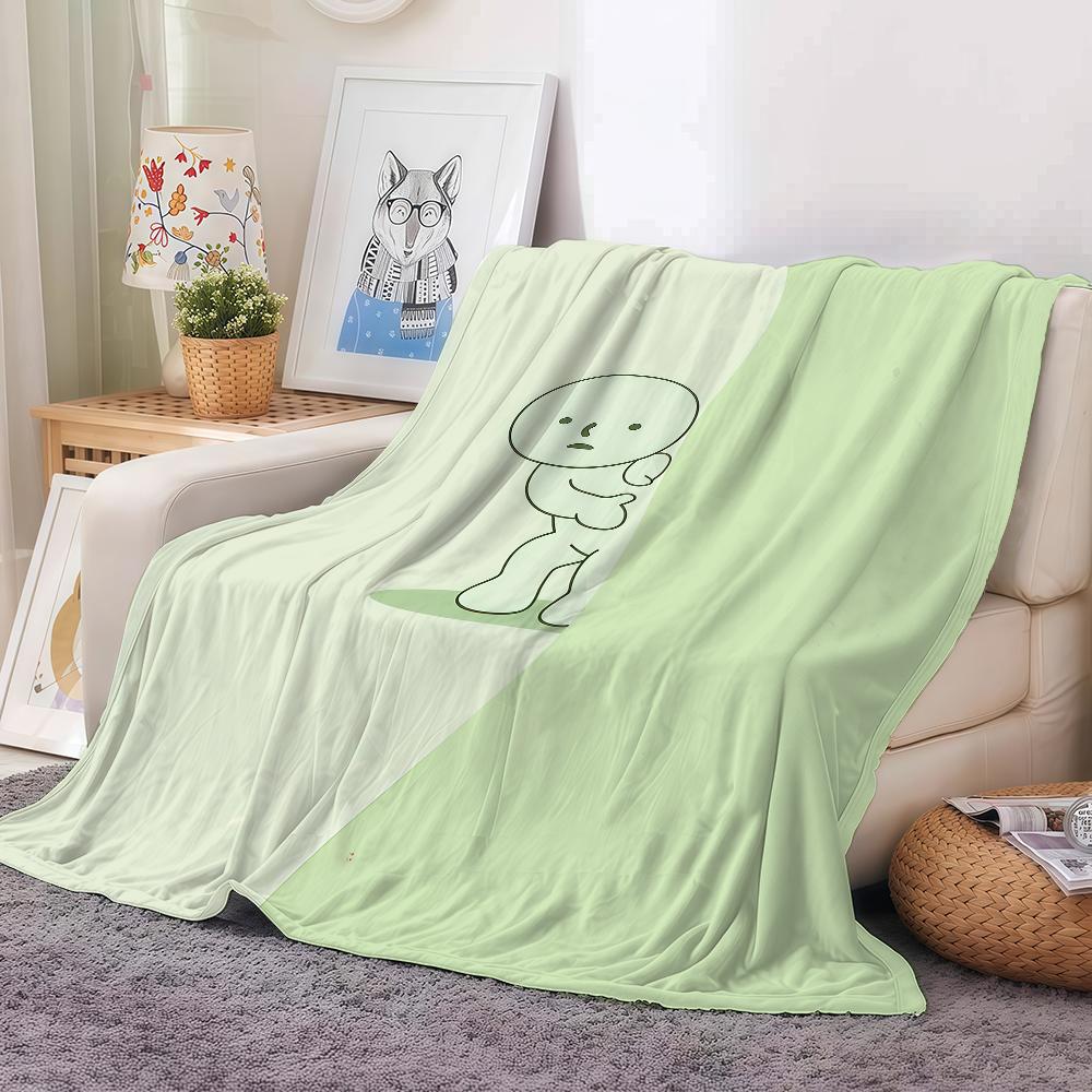 Roztomilá kreslená deka S-smiski Teplá a měkká Vhodná do ložnice obývacího pokoje rozkládací pohovky kanceláře na cestování kempování
