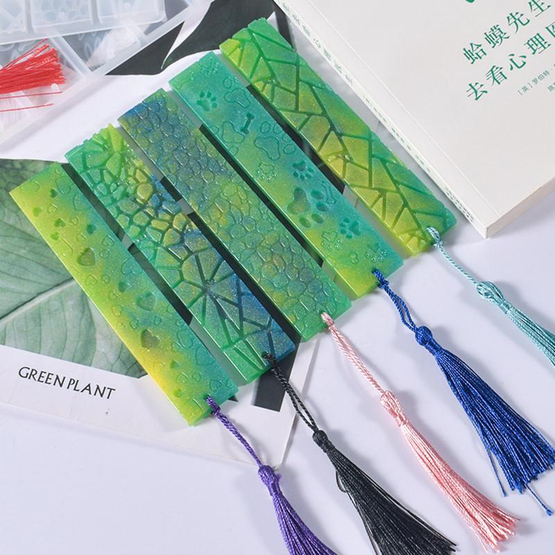 DIY Crystal Epoxy Resin Mold Leaves Cat's Claw Love Flower Rectangular Full Page Bookmark Silicone Mould