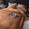 Solid Silk Bedding Set with Bed Sheet Duvet Cover Pillowcase Satin Single Couple Bedsheet King Queen Double Twin Size