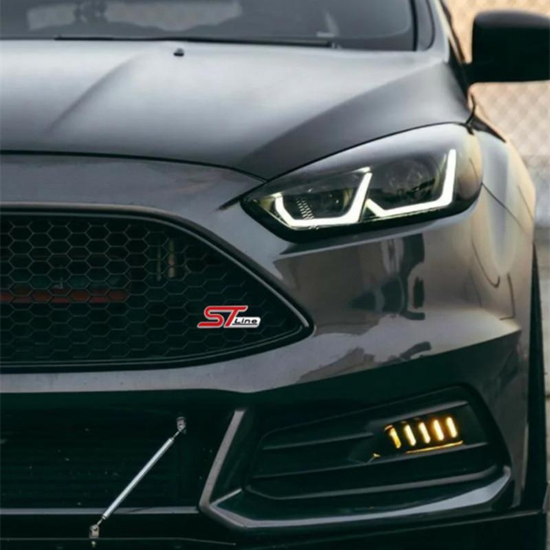 JJEM1 3D Metal ST LINE Front Grille Sticker Car Head Grill Emblem Badge Chrome Sticker for FORD FIESTA FOCUS MONDEO Auto Car Styling