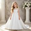 Girls' Long Trailing Evening Gown for Birthday Parties and Events